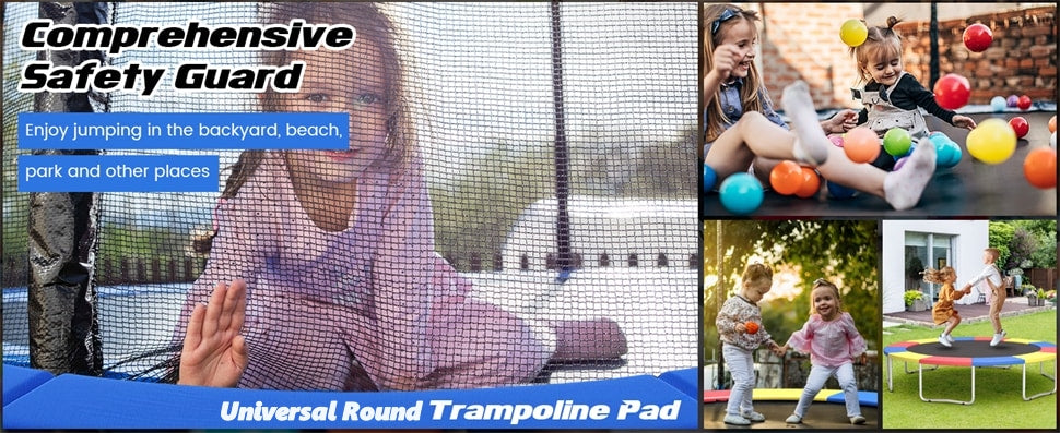 Trampoline Spring Cover Spring Edge Protection Waterproof Safety Mat  Weatherproof Tear-Resistant Round Frame Pad With Straps