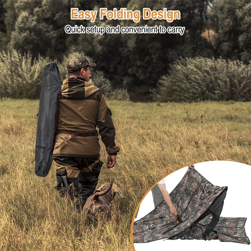 Turkey Hunting Blind 2-3 Person See Through Pop Up Ground Blind with 3 Shoot Through Ports, 2 Storage Pockets & Carrying Bag