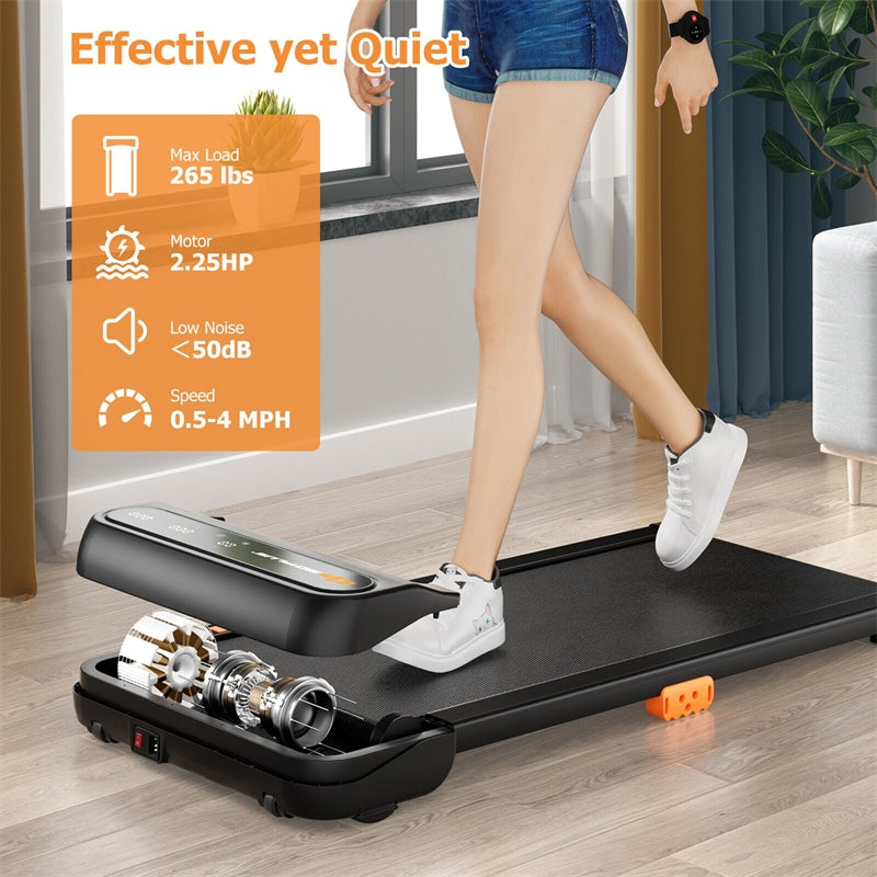 Walking Pad Under Desk Treadmill 265 lbs Capacity with Watch-Like Remote Control & LED Touch Screen for Home Office