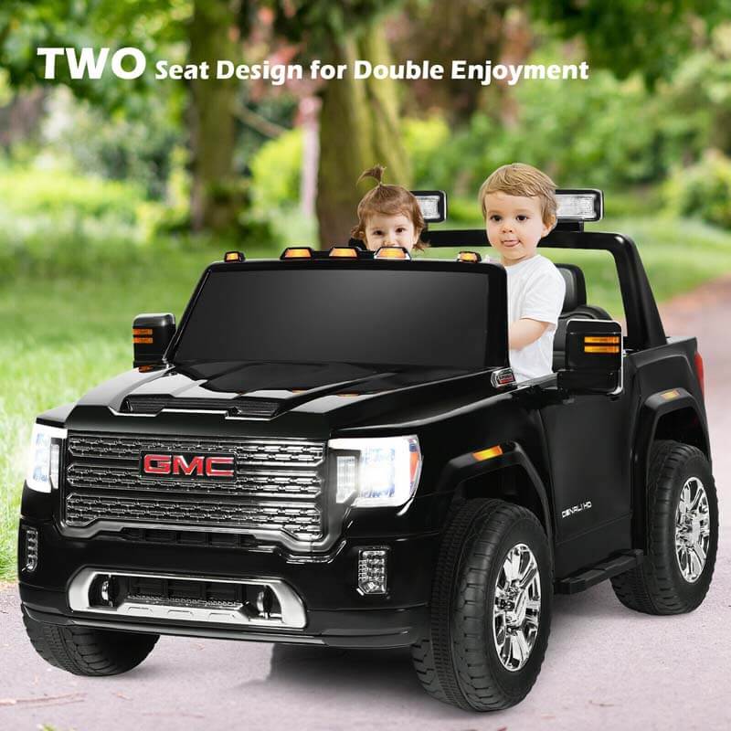 12V Kids GMC Licensed 2-Seater Electric Ride On Truck RC Car with Storage Box