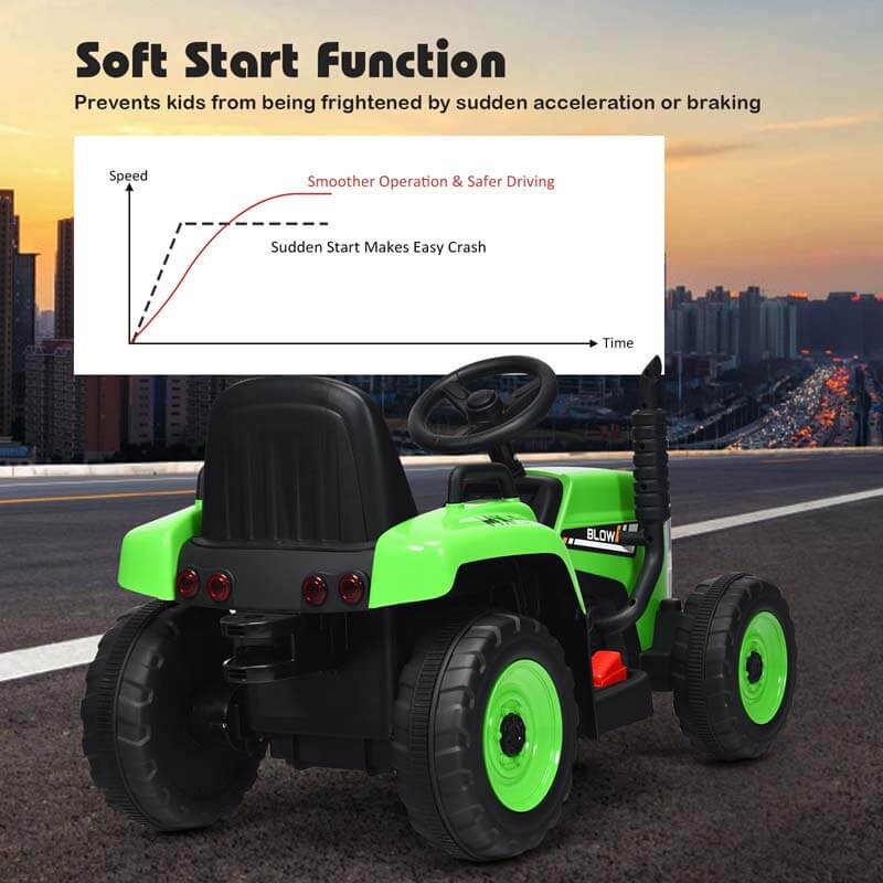 Eletriclife 12V Ride on Tractor with 3-Gear-Shift Ground Loader