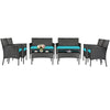 4 Pcs Wicker Patio Conversation Set with Loveseat & Tempered Glass Coffee Table