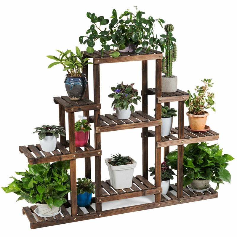 6 Tier Wood Garden Plant Stand Display Rack Storage Shelf Sale