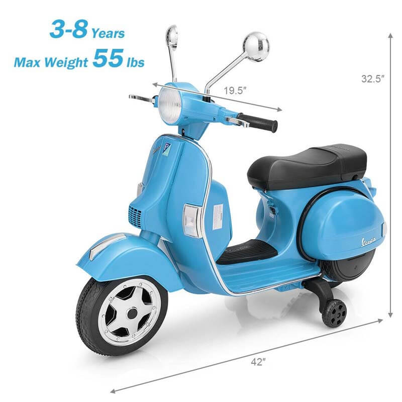 6V Kids Ride on Vespa Scooter Motorcycle with Music and Lighting Effects