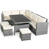 7 PCS Resin Wicker Outdoor Sectional Sofa Set Rattan Patio Furniture with Ottomans & Cushions