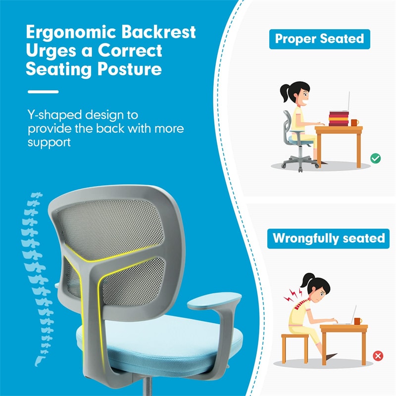 Adjustable Kids Desk Chair Children Swivel Study Computer Chair