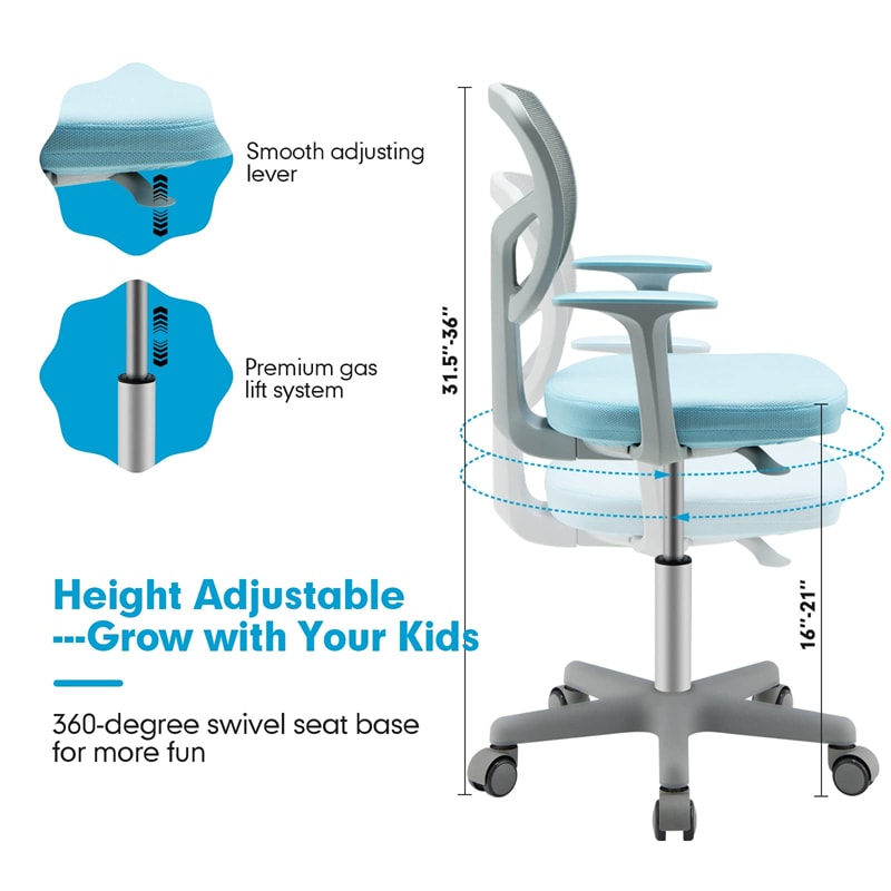 Adjustable Kids Desk Chair Children Swivel Study Computer Chair