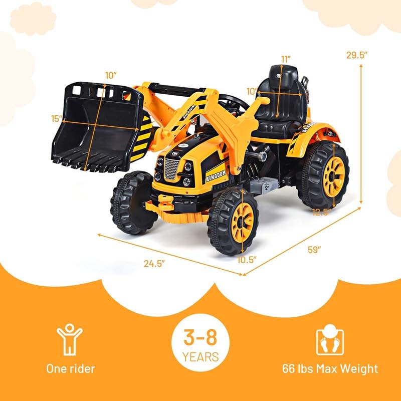 12V Kids Ride-on Excavator Dumper Truck Electric Riding Construction Vehicle