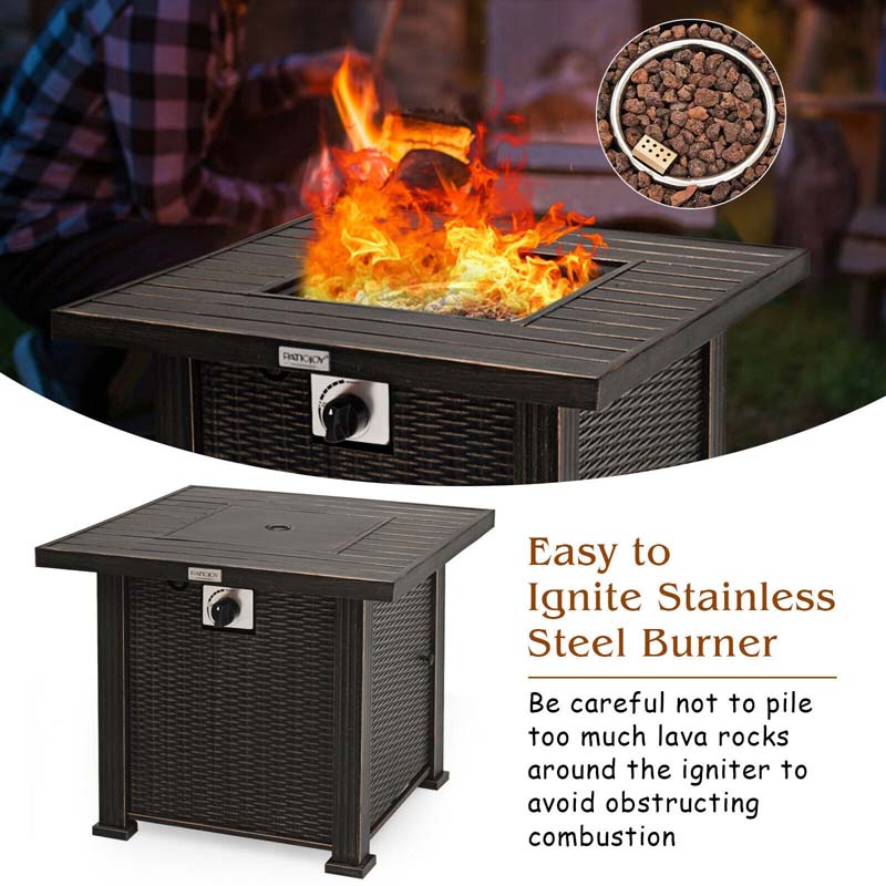 30" 50,000 BTU Square Propane Gas Fire Pit Table Outdoor Patio Heater with Table Cover