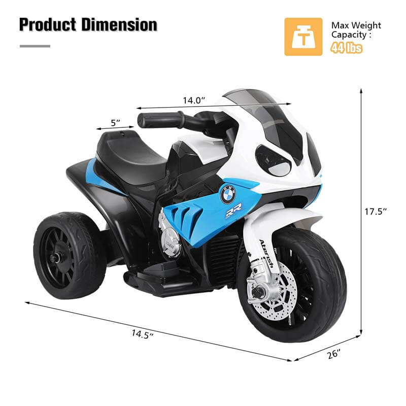 6V Kids BMW Licensed 3-Wheeler Electric Riding Motorcycle Toy