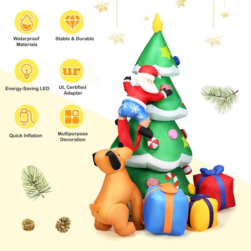 7FT Inflatable Christmas Tree Santa Decor with LED Lights