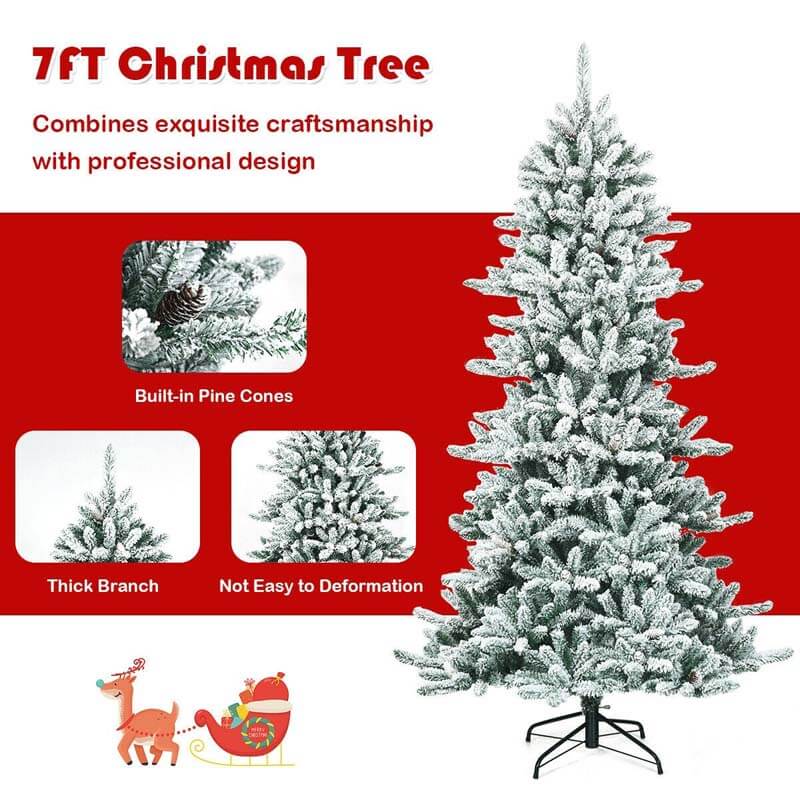7FT Snow Flocked Slim Artificial Christmas Tree