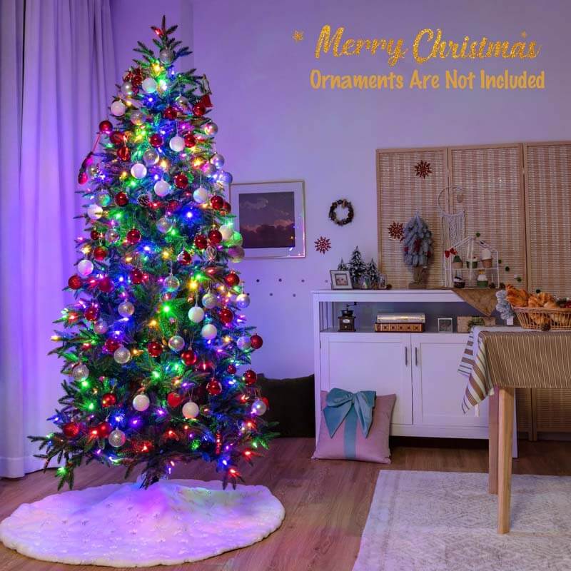 7FT Artificial Christmas Tree with 2 Lighting Colors and 9 Flash Modes