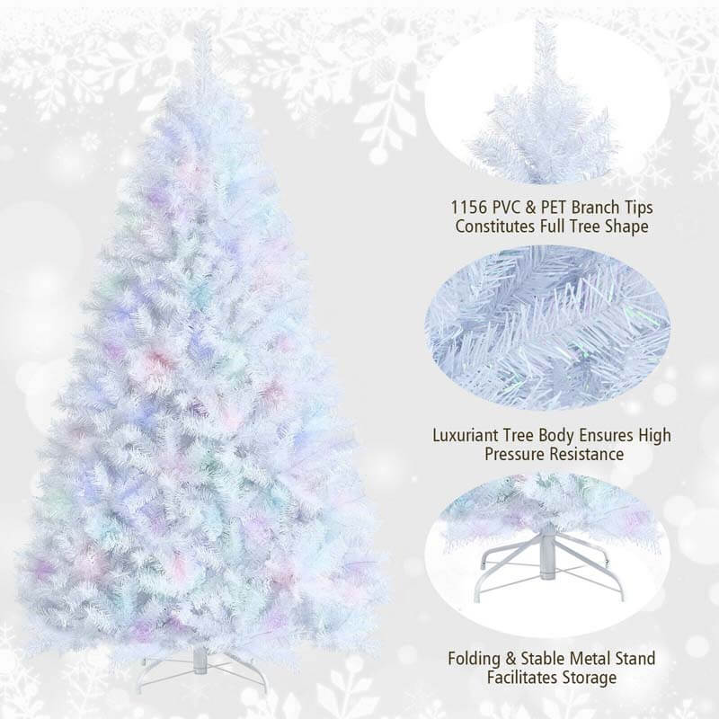 7ft White Iridescent Tinsel Artificial Christmas Tree with Metal Stand