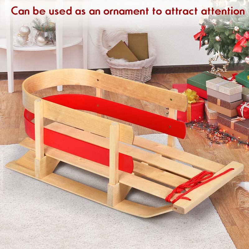 Outdoor Play Baby Kids Wooden Snow Sled with Solid Wood Seat