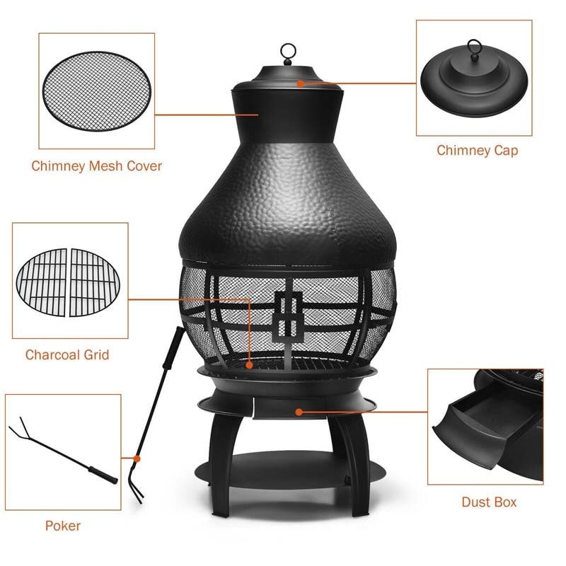 Outdoor Patio Wood Burning Chimenea Fireplace