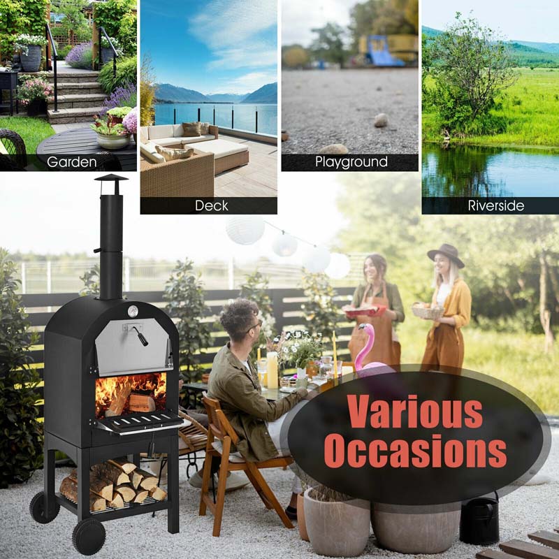  HUNGRY CHEF Pizza Oven & Outdoor Grill, Pizza Accessories  Including Outdoor Pizza Oven with Outdoor Thermometer, Pizza Stone for  Oven, Travel Bag, & Recipe Book, Pizza Party Maker for Outdoors… 