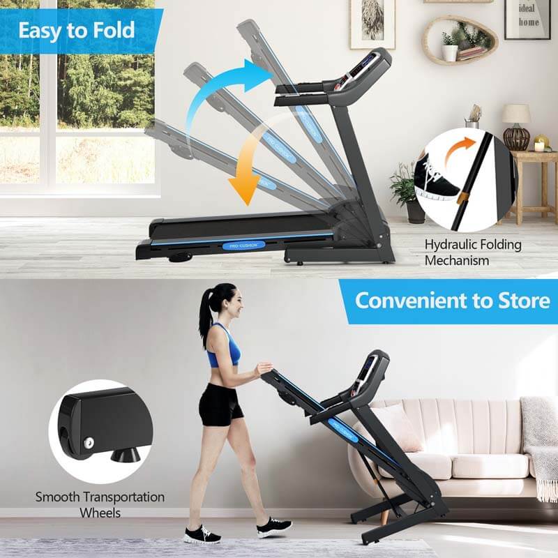 2.25 HP Folding Electric Treadmill Motorized Power Running Machine with LCD Display