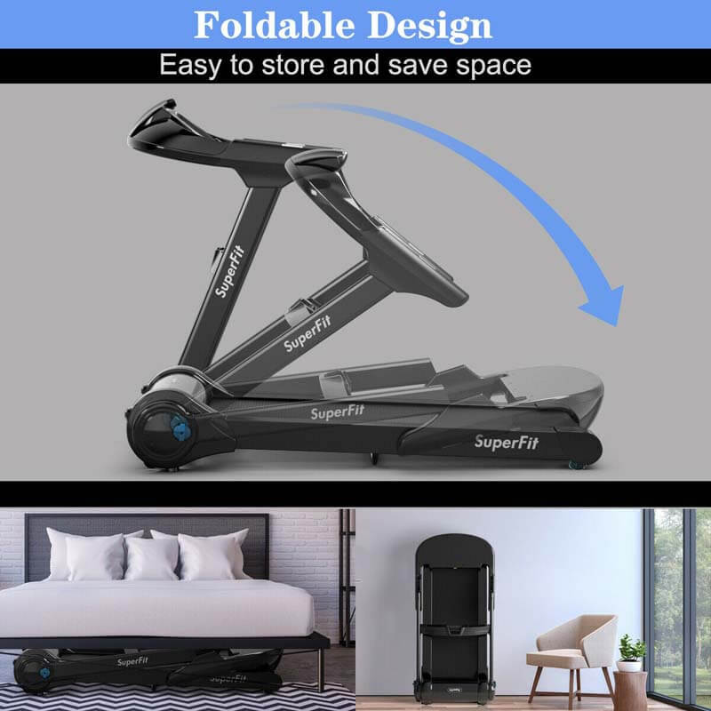 2.25 HP Folding Treadmill Running Cardio Training Machine with LED Touch Display