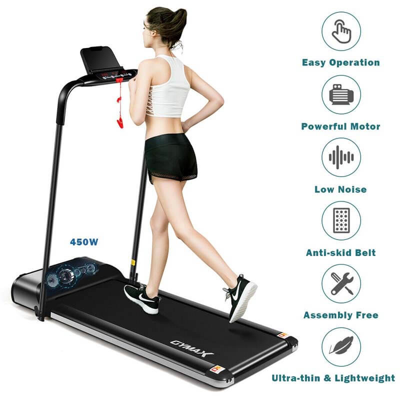 Ultra-thin Electric Folding Motorized Treadmill with LCD Monitor Low Noise