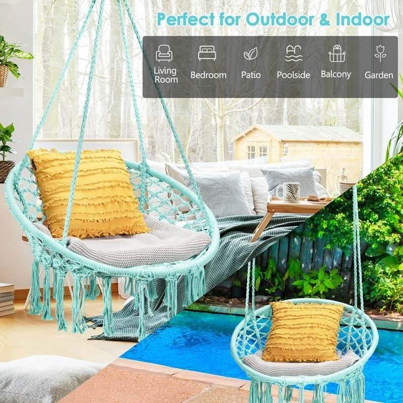 outdoor macrame swing chair