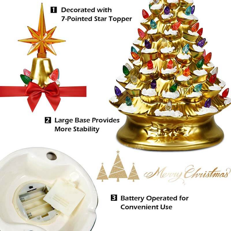 15" Pre-Lit Hand-Painted Ceramic National Christmas Tree