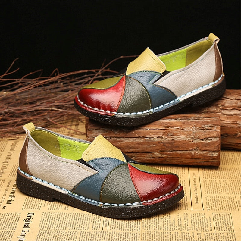 Mixed Colors Women Leather Casual Shoes – Mavigadget
