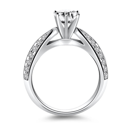 Cushion Cut Petite Pave Diamond Engagement Ring In 18K White Gold |  Fascinating Diamonds