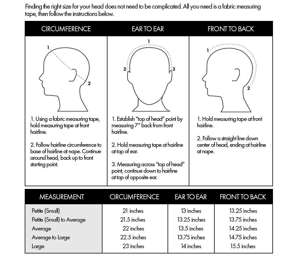 Hella Heels Wig size chart