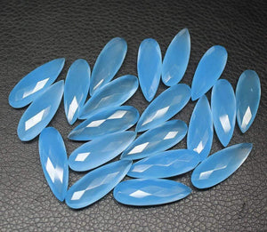 Natural Blue Chalcedony Faceted Teardrop Beads 10mm 5mm 10pc