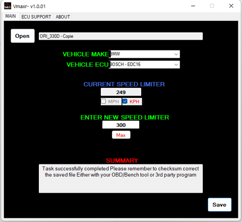 logiciel modification vmax