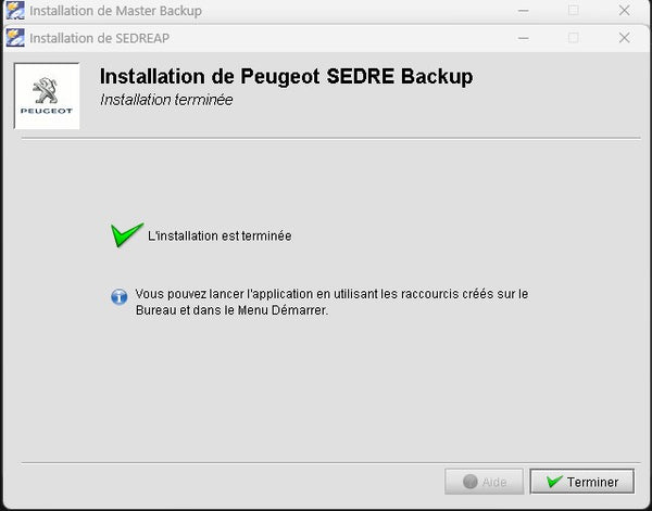 installation peugeot sedre terminé