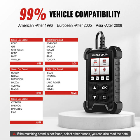 MUCAR CDL20 OBD2 Scanner Auto Diagnostic Voiture Lecteur Code Défaut DTC