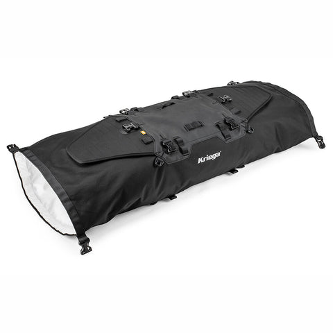Kriega US-40 open on both ends to show waterproof Drypack and roll-top functionality