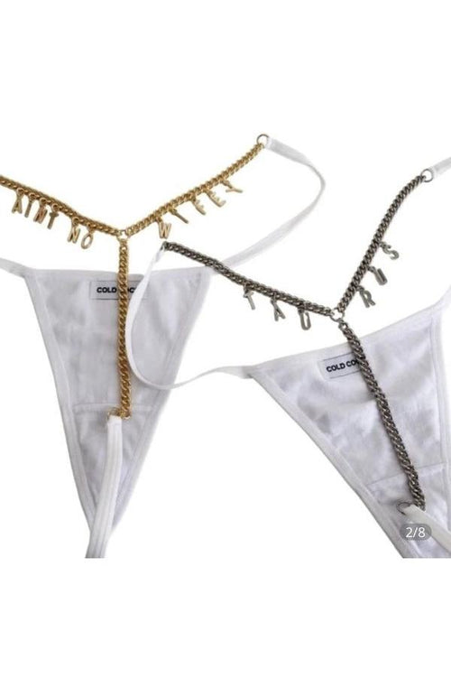 Custom Letter Charm Chain G-string Thong, Panties, Underwear