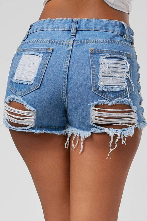 Womens Mini Shorts Hot Pants Jeans Denim Lace-up Short Jeans