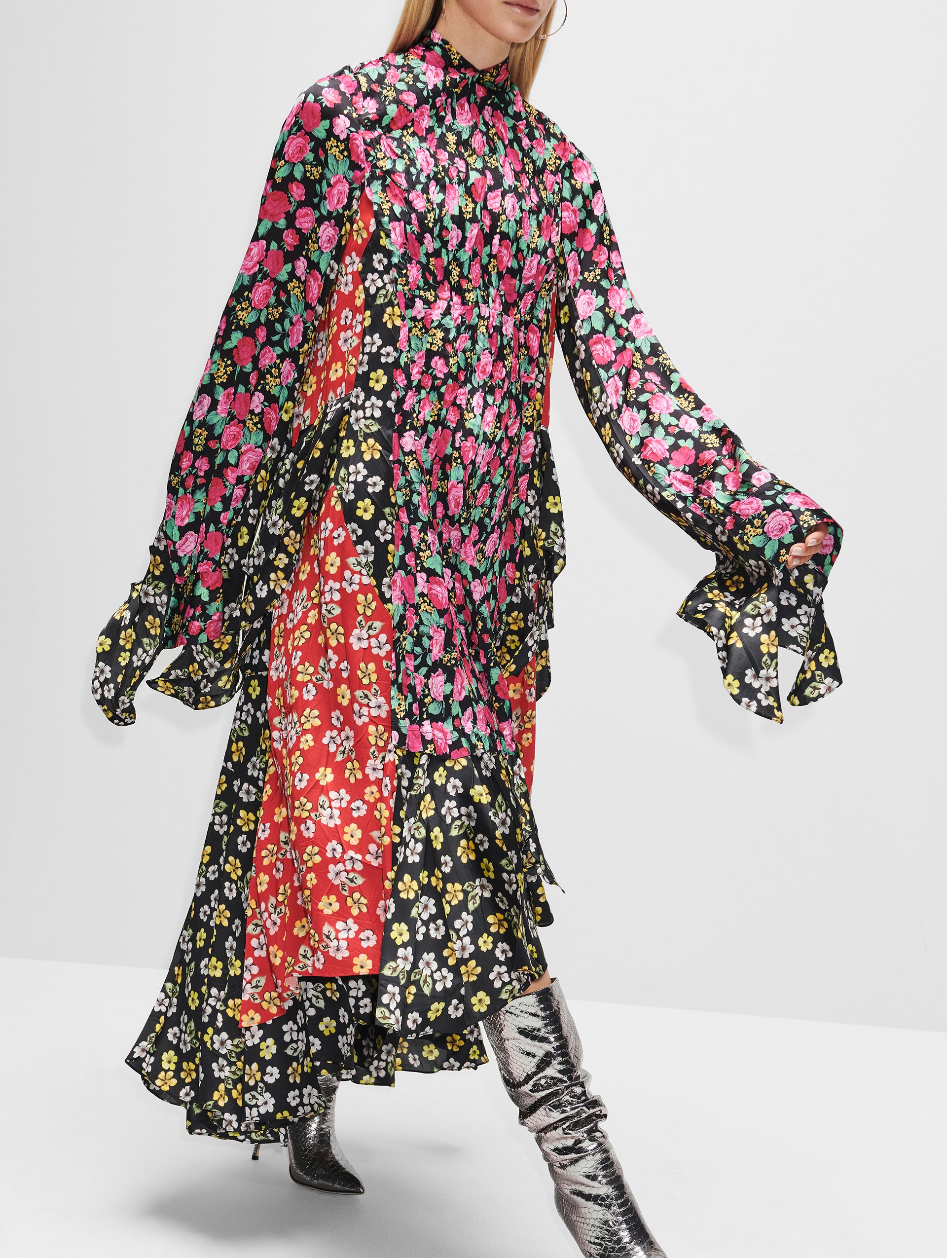 Multicolour Floralprinted pleated dress Balenciaga  Vitkac TW