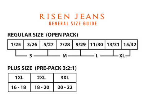 Denim Jean size conversion charts