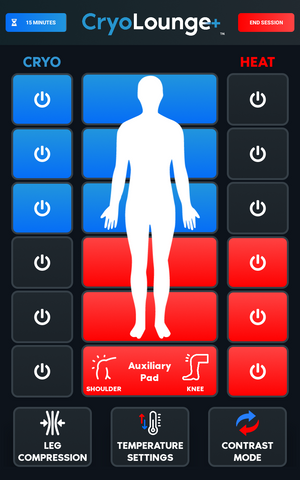 Panel de control del equipo CryoLounge+