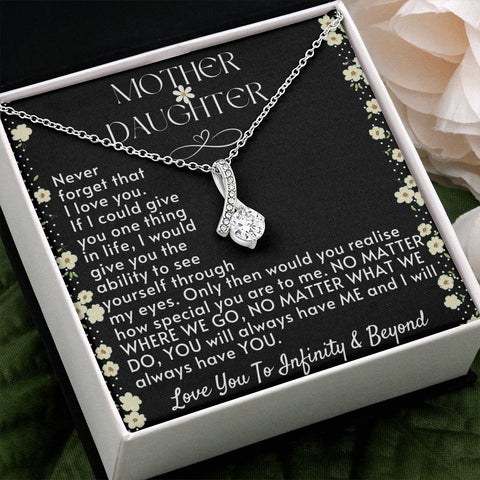 Daughter This Mama Bear Will Always Have Your Back Necklace (d.lk.004) 14K White Gold Finish / Luxury Box