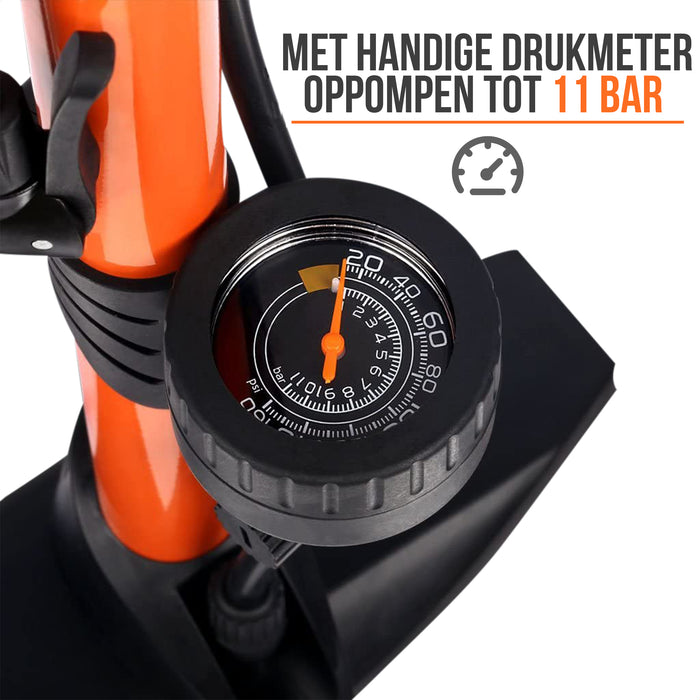 Huiswerk maken aantal Garantie Strex Fietspomp - Drukmeter - 11 Bar – Bal pomp - Oranje — Catalo