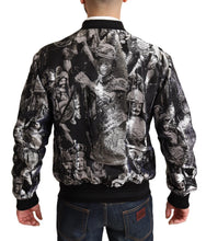 Load image into Gallery viewer, Black Silver Puppi Motive Bomber Jacket
