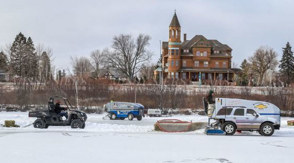 Image of one of the rinks at the Great Lakes Pond Hockey Classic.