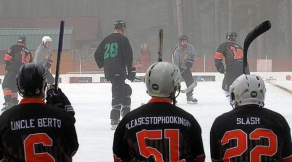 Image of players on the rink at the Binghamton Pond Festival.