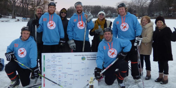 Team picture from Lake in the Hills Pond Hockey Tournament.