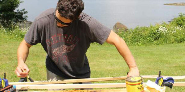 Third Assist Founder, Christopher DeVore, completing his DIY hockey stick.