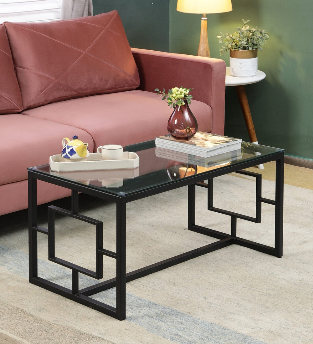 Buy Anny Center Table in Black Color With Glass Top – Azazo Furniture