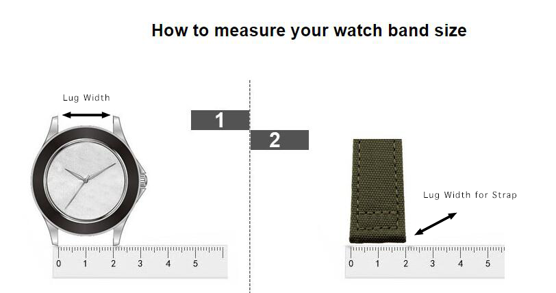 Sizing guide for measuring watch strap & band size to match different watches due to the different lug size of every watches.