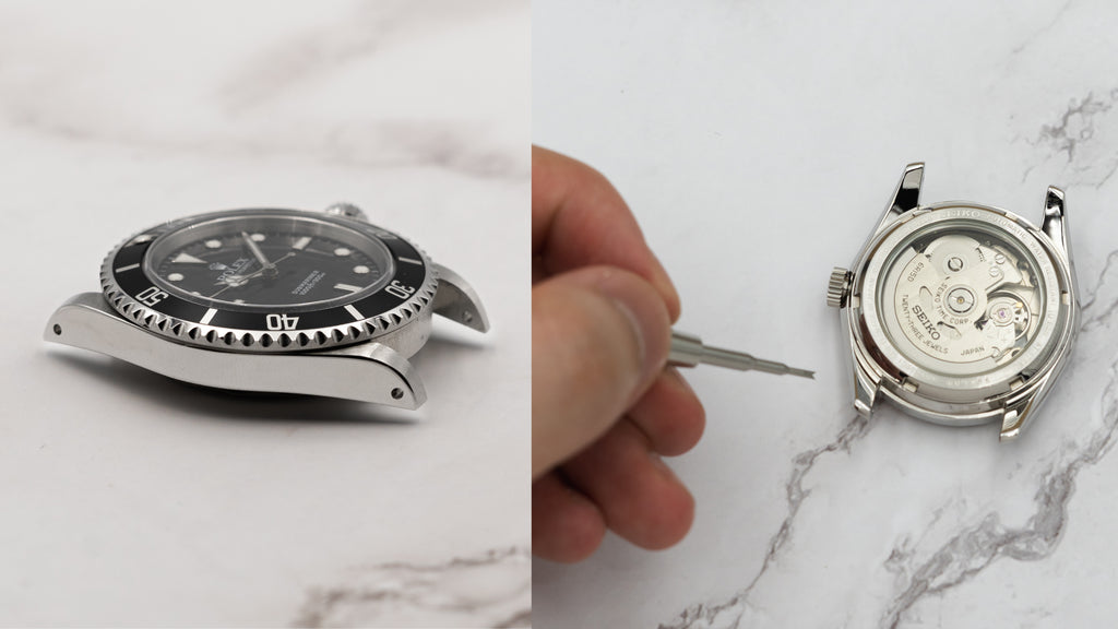 Showcase of Rolex Submariner Lug Holes and Seiko SARB035 with Strapatelier Strap Changing Pro Tool