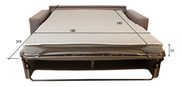 Misure del divano letto Toscacon Materasso da 140 cm aperto